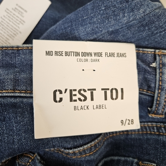 C'EST TOI Mid Rise Button Down Wide Flare Jeans Size 9/28 NWT - Picture 6 of 6